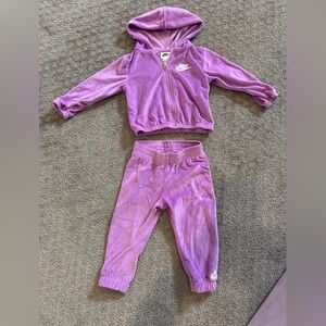 Nike Kids' Purple Velour Hoodie Set
